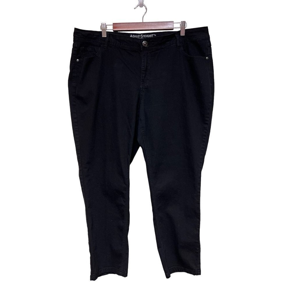 Ashley Stewart Black Denim Petite Skinny Jeans Women's Size 20 Plus Size